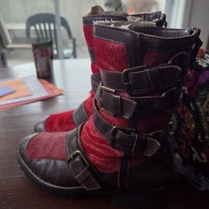 Aldo Red and Brown Combat Boots